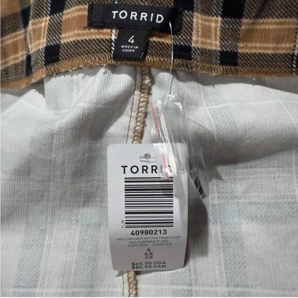 Torrid Brown Mini Corduroy Button-Front Skirt Plus Size 4X/26W | Fall Plaid - Picture 8 of 9